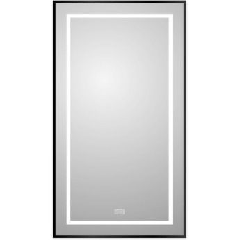 Зеркало BELBAGNO SPC-KRAFT-500-900-LED-TCH-WARM-NERO в алюминиевой раме со встроенным светильником, сенсорным выключателем и подогревом, 500x32x900